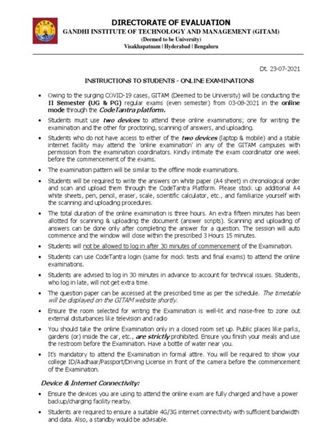 gitam evaluation receipts|DIRECTORATE OF EVALUATION GANDHI INSTITUTE OF .